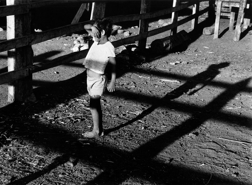 A boy in a cattle corral in Nicaragua