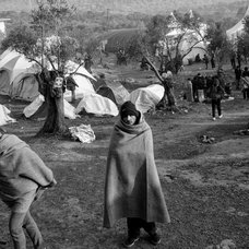 Refugees just arrived in Moria, Greece